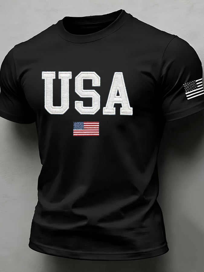 Men'S American Flag Independence Day Celebration Classic Pattern Short Sleeve T-Shirt