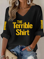 Women'S Football  Print Waffle  Top