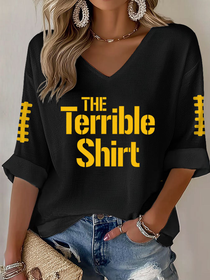 Women'S Football  Print Waffle  Top