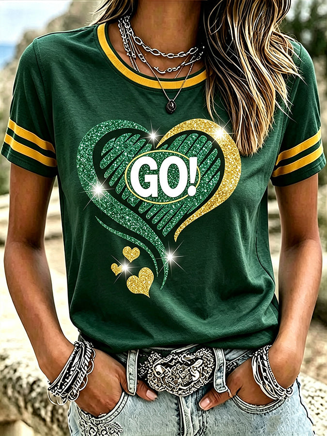 Women'S Retro Football Printed T-Shirt