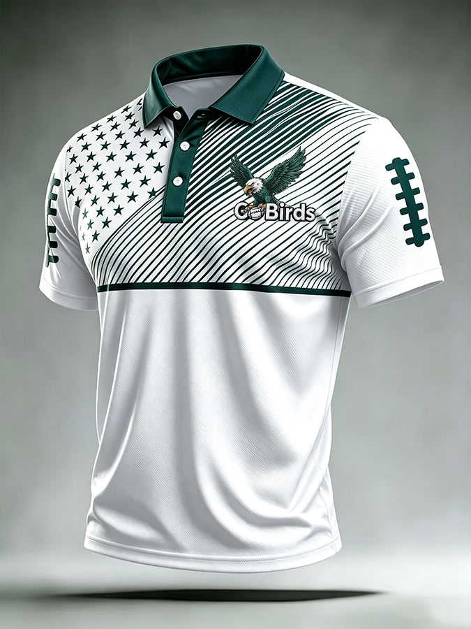 Men'S Football Print Casual Polo