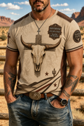 Men's Faith Over Fear Western Bull Skull T-Shirt