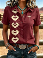 Women's Retro Western Faith Printed Casual Shirt