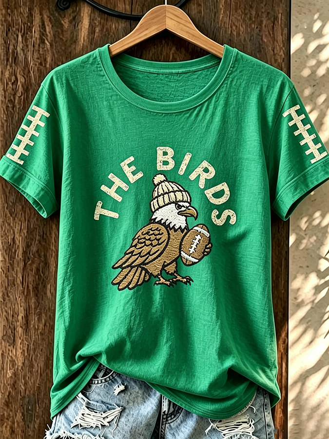 Women'S Retro Rugby Round Neck T-Shirt