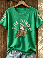 Women'S Retro Rugby Round Neck T-Shirt