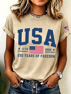 Women'S  America Flag Printed Casual T-Shirt