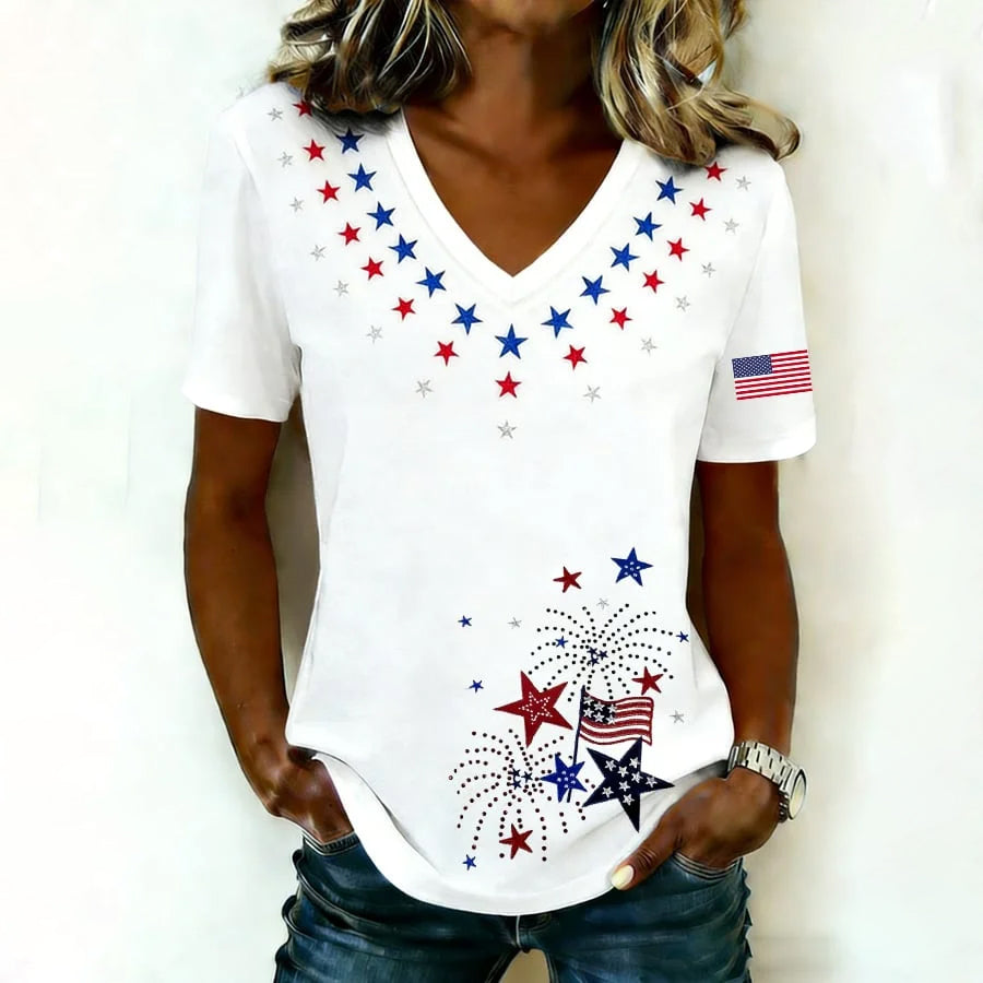 Women'S V-Neck Casual Short Sleeved T-Shirt