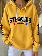 Women'S Football Print Hooded Sweatshirt