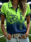 Women's Football Game Print Casual Polo Shirt