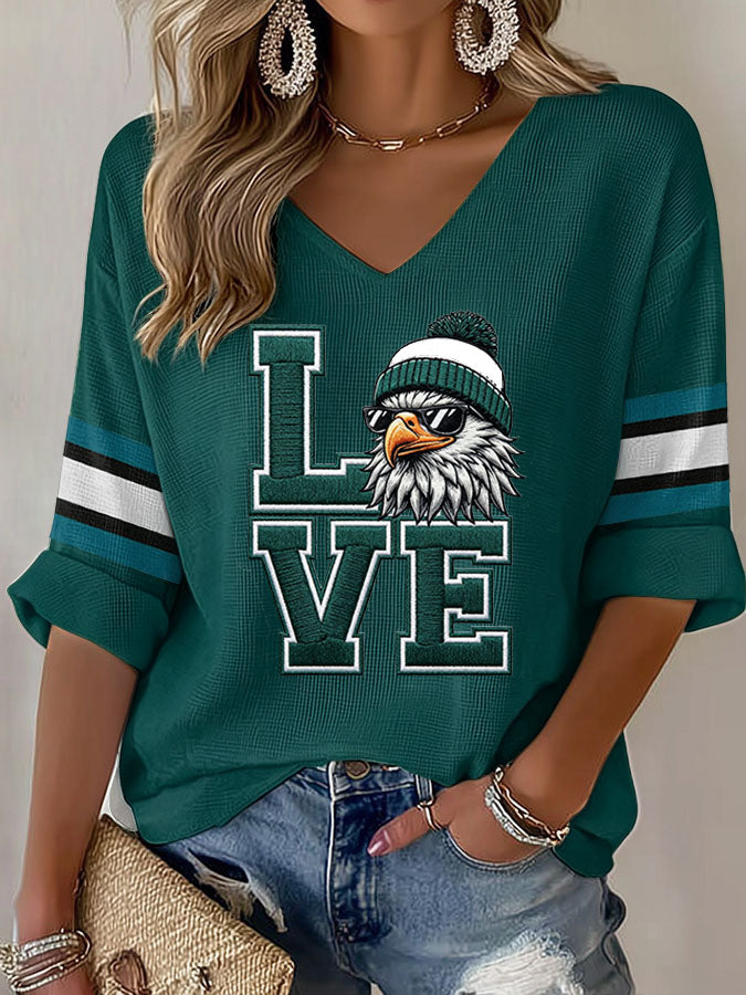 Women'S Football  Print Waffle  Top