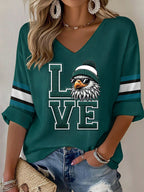Women'S Football  Print Waffle  Top