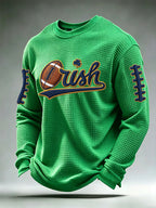 Men'S College Team Kelly Green Rugby Printed Waffle T-Shirt
