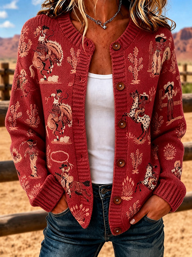 Ladies' Western Style Sweater Cardigan