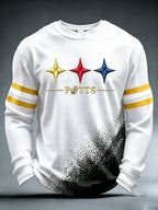 Men's Football Print Waffle Crewneck Sweatshirt