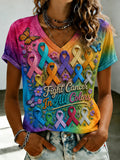 Women'S Cancer Awareness Print Short-Sleeve T-Shirt