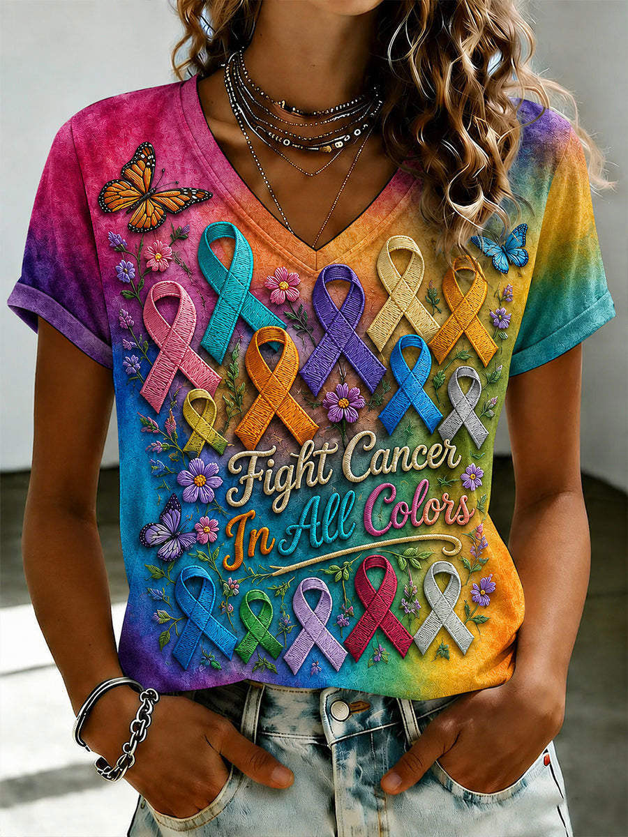 Women'S Cancer Awareness Print Short-Sleeve T-Shirt