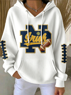 Women'S Rugby Printed Hooded Sweatshirt