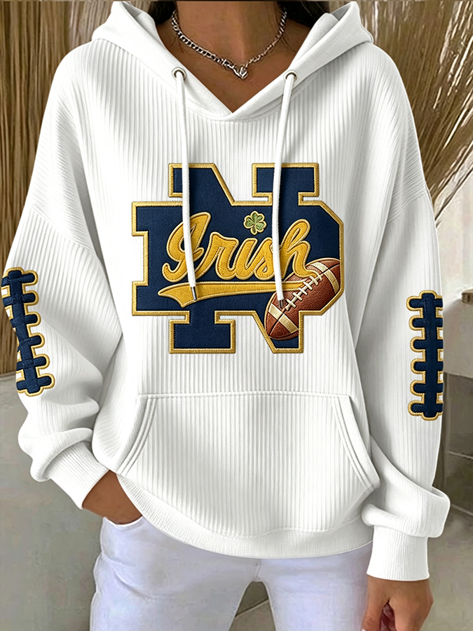 Women'S Rugby Printed Hooded Sweatshirt