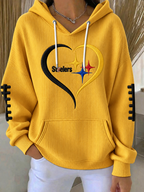 Women'S Football Print Hooded Sweatshirt