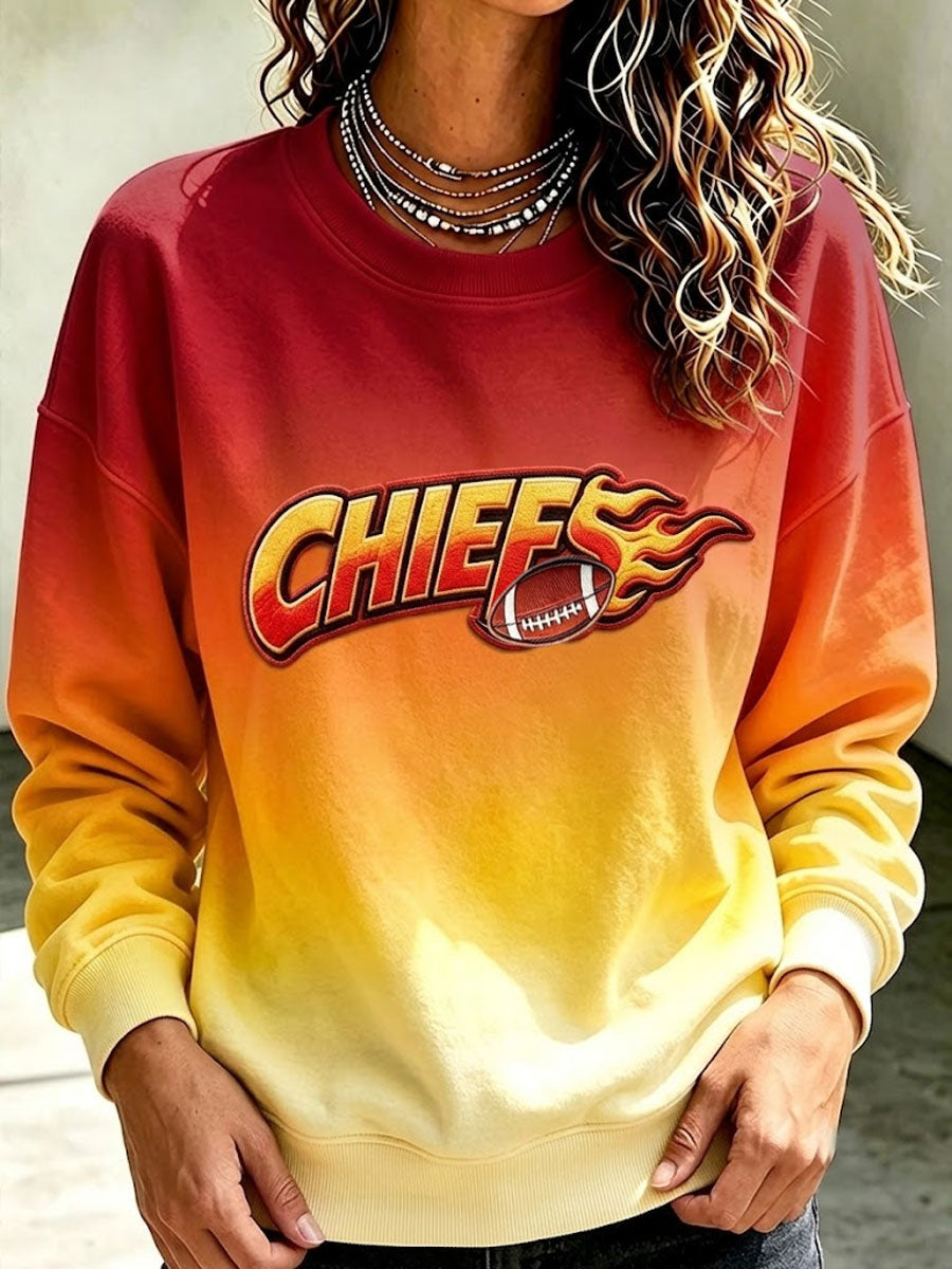 Women's Football Printed Casual Sweatshirt