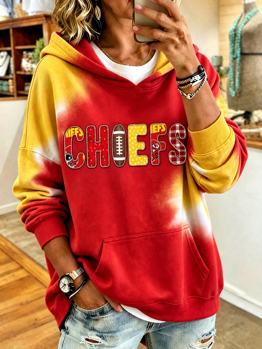 Women's Football Printed Vintage Hoodie