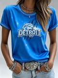 Women'S Fan Printed Round Neck T-Shirt