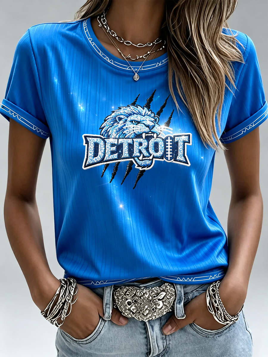 Women'S Fan Printed Round Neck T-Shirt