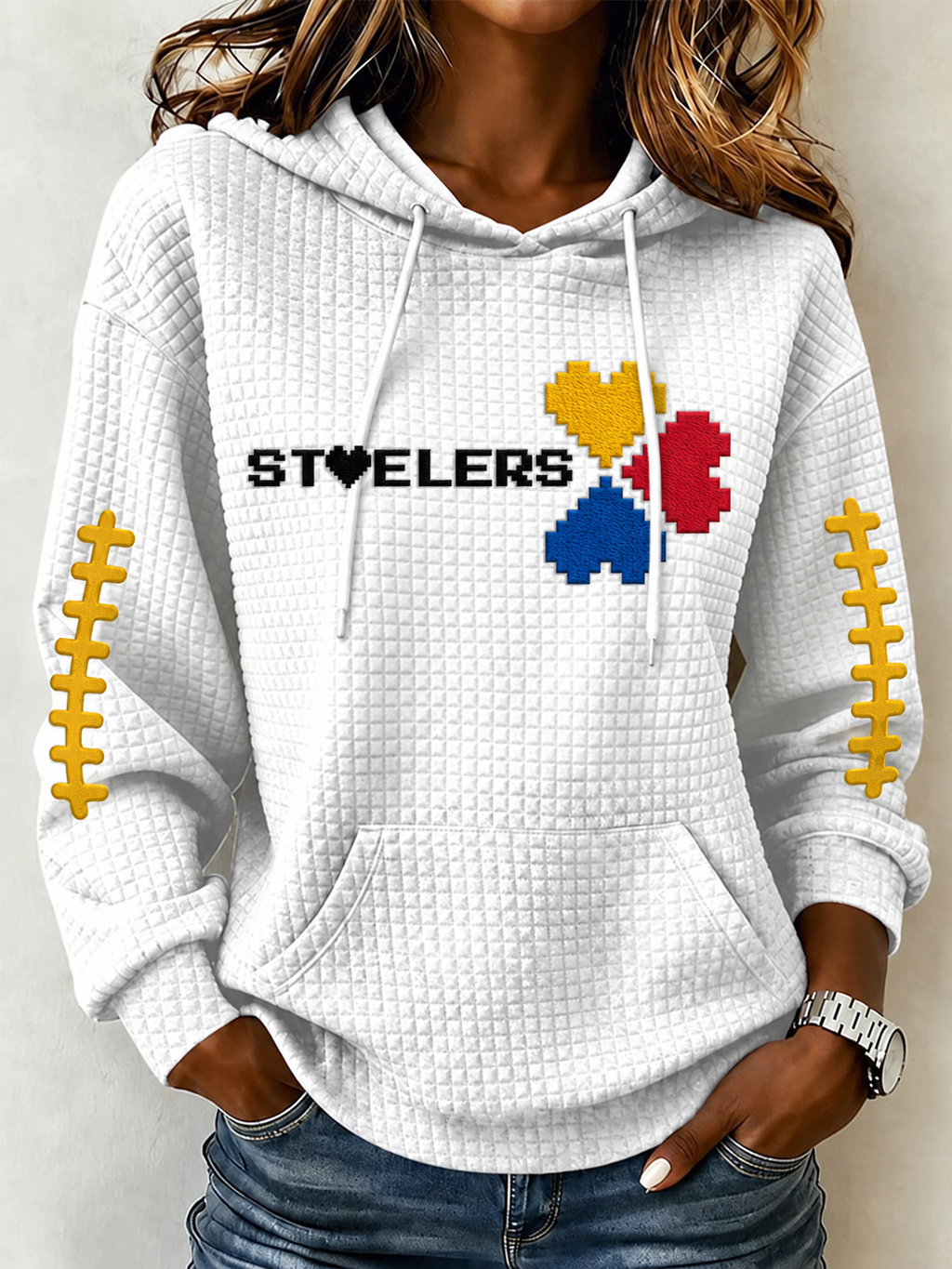 Women'S Football Print Hooded Sweatshirt