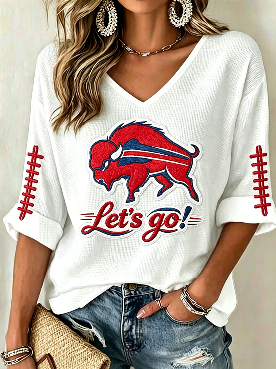 Women's Go Football Waffle Top