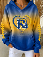 Women's Football Fan Printed Vintage Hoodie