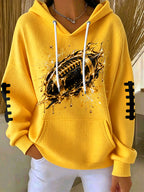 Women'S Football Print Hooded Sweatshirt