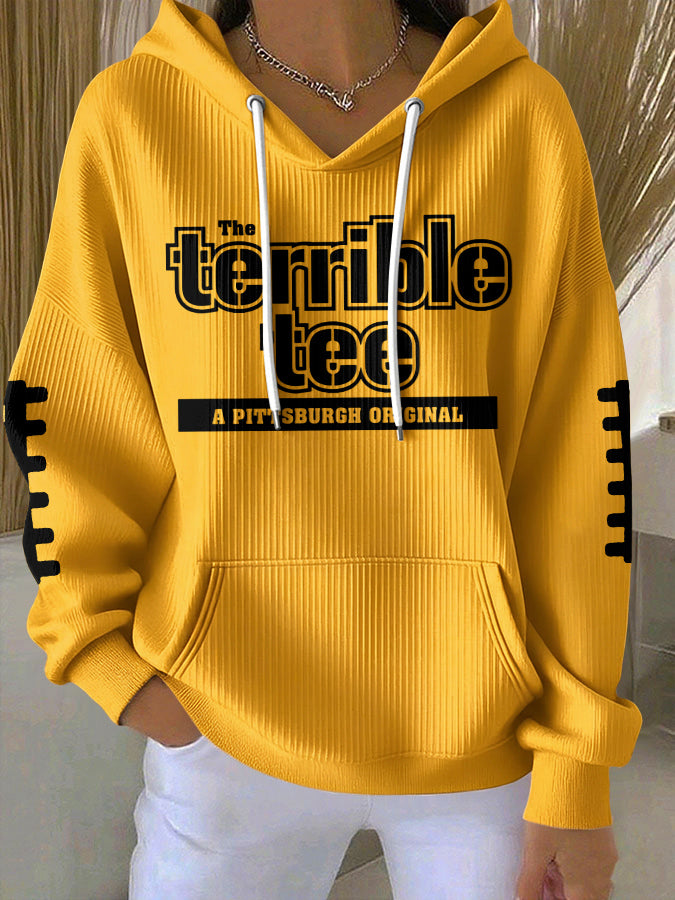 Women'S Football Print Hooded Sweatshirt