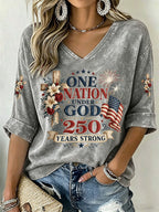 Women'S American Flag Printed Casual Top