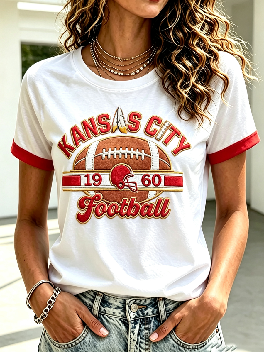 Women's football fans' casual short sleeved shirts