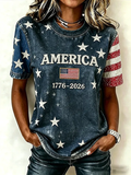 Women's America 250 Years of Freedom 1776-2026 Flag T-Shirt