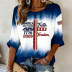 Women'S Casual Independence Day Commemorative Printed Tie Dye T-Shirt, Commemorating The 250Th Anniversary Of The Founding Of The United States