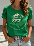 Women'S Retro Rugby Eagle Round Neck T-Shirt