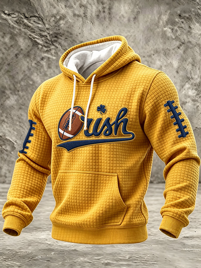 Men's College Rugby Team Printed Waffle Casual Hoodie