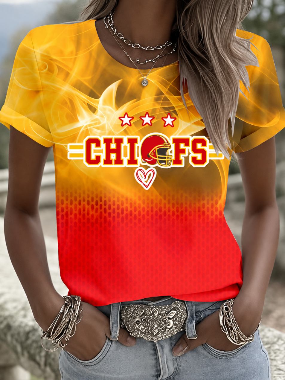 Women's Football Enthusiast Gradient T-shirt