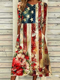 Women'S Flag Floral Printed Casual Dress