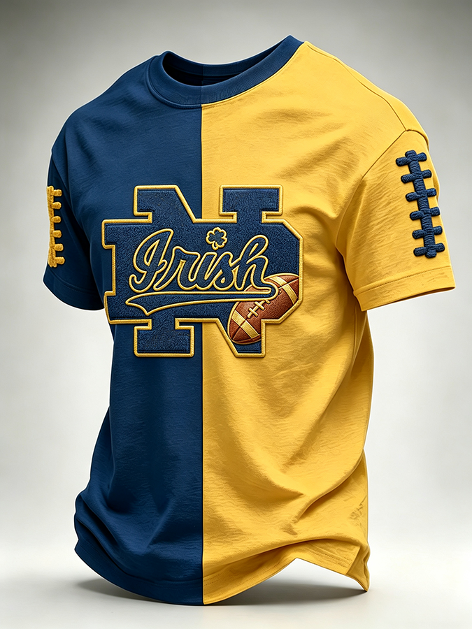 Men'S Rugby Printed Round Neck T-Shirt