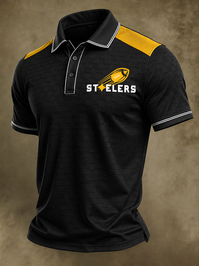 Men's Casual Football Printed Polo Shirt