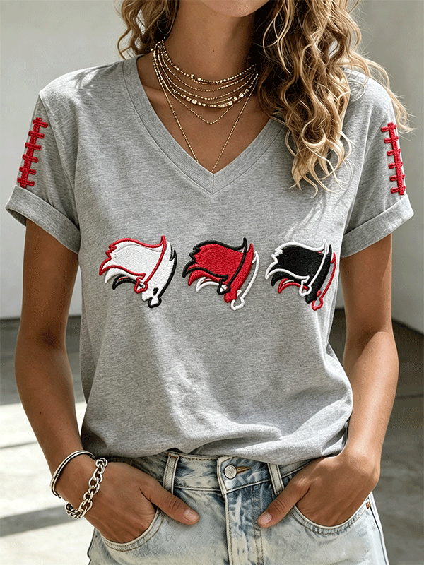 Women's Football Supporters Love V-Neck T-Shirts