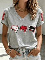 Women's Football Supporters Love V-Neck T-Shirts