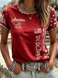 Women's USA Printed Casual T-shirt