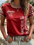 Women's USA Printed Casual T-shirt