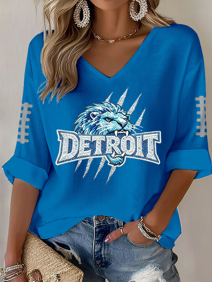 Women'S Football  Print Waffle  Top