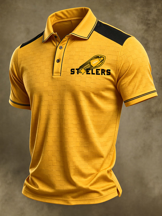 Men's Casual Football Printed Polo Shirt