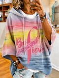 Women'S Vintage Breast Cancer Ribbon Print Hoodie