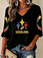 Women'S Football Print Waffle  Top